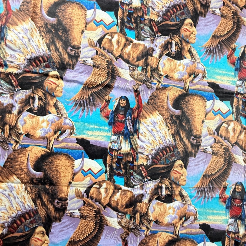 Vintage Tribal Elements Native American Fabric 44" x 36" Southwestern Decor